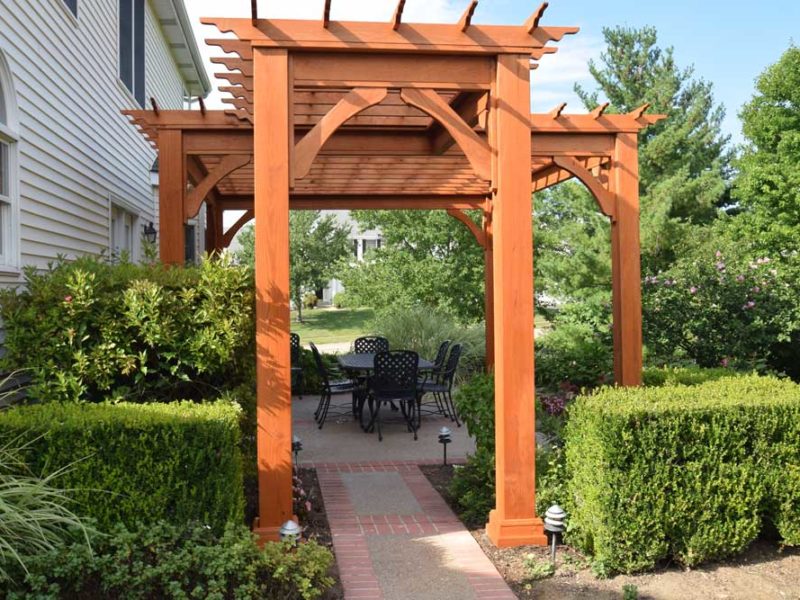 Stained Wood Pergola Large Posts Custom Shape