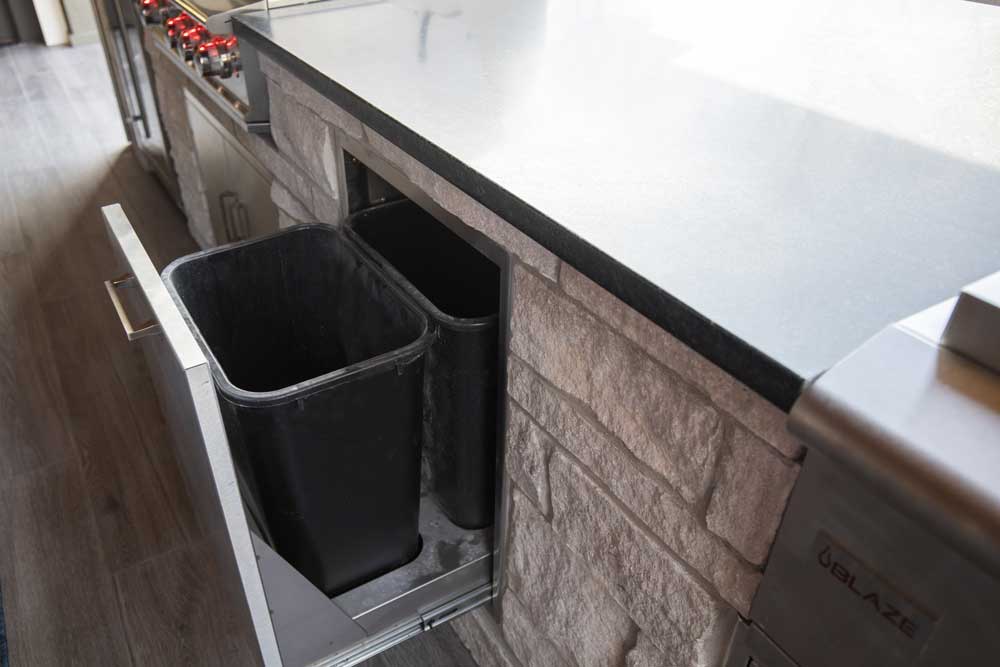 custom outdoor kitchen trash drawer