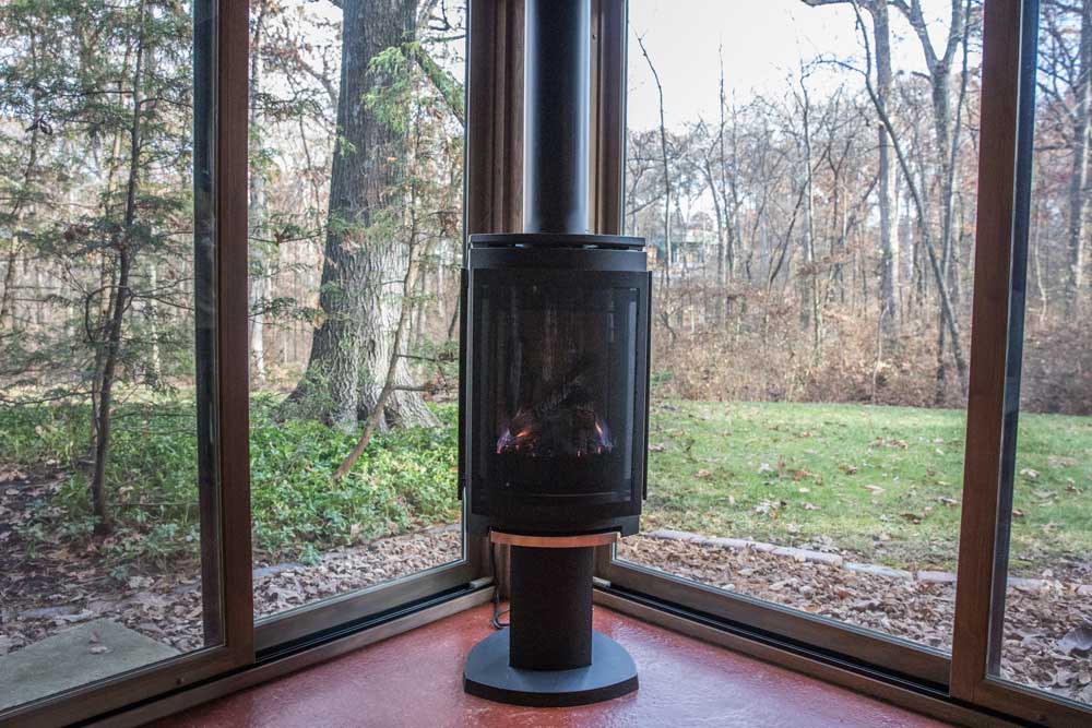 Indoor Sunroom Fireplace with in St. Louis