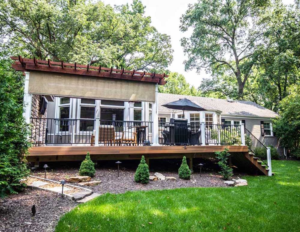 Fiberon Deck Cedar Pergola Stone Privacy Wall