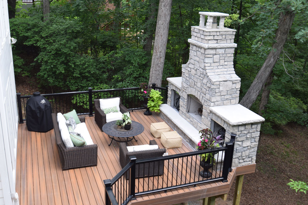 Large stone outdoor fireplace