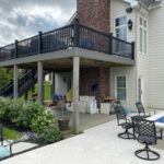 California Custom Decks white pergola and golf simulator three-season sunroom in Chesterfield Missouri before photo