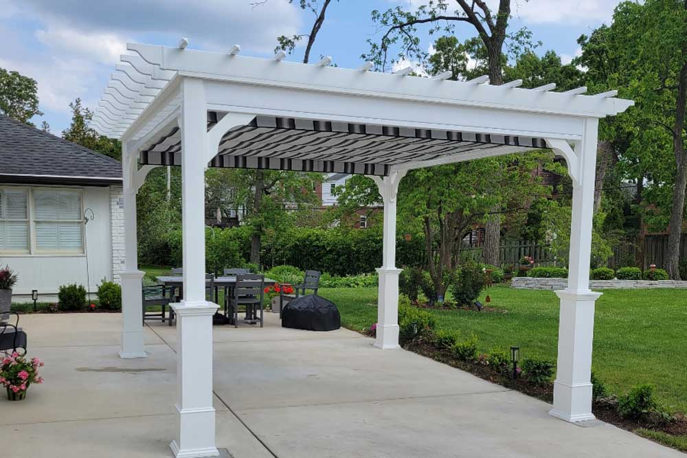 White pergola with ezshades