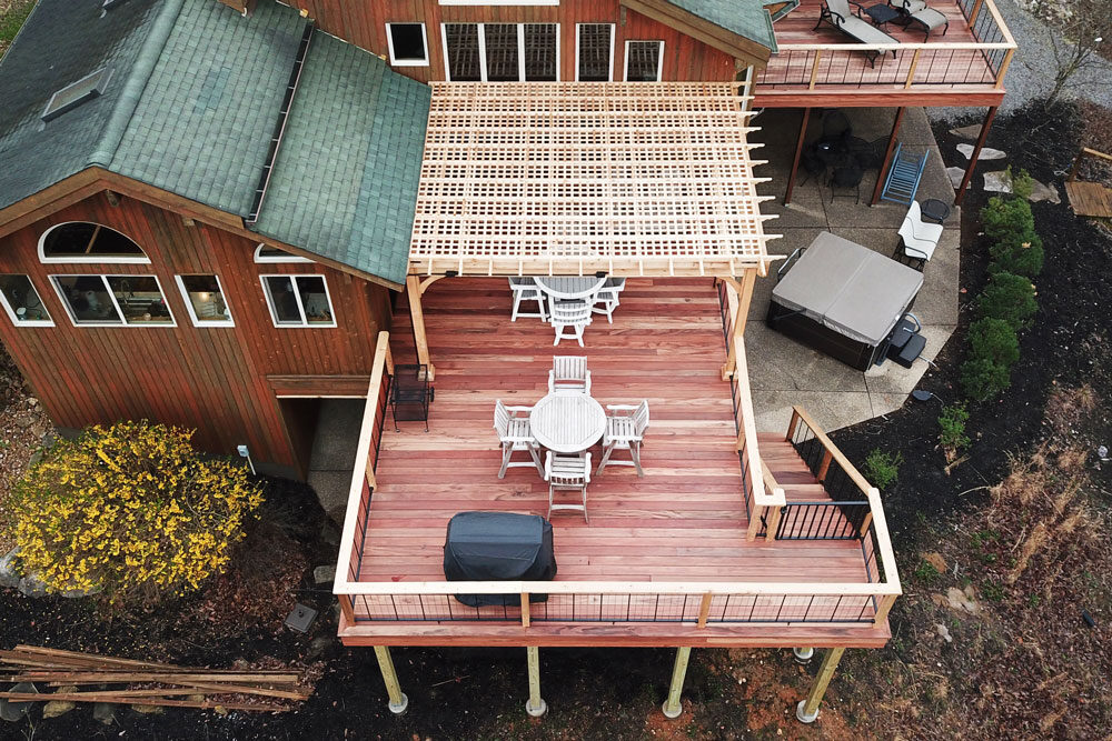 TigerDeck Hardwood Deck + Cedar Pergola in Innsbrook, Missouri