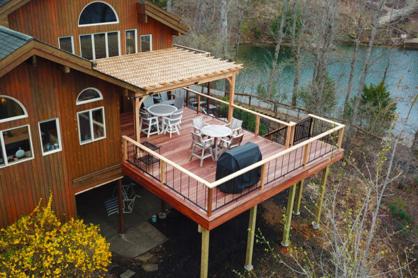 TigerDeck Hardwood Deck + Cedar Pergola in Innsbrook, Missouri