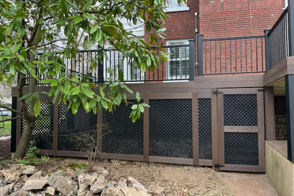 decorative deck privacy wall with storage in St. Louis